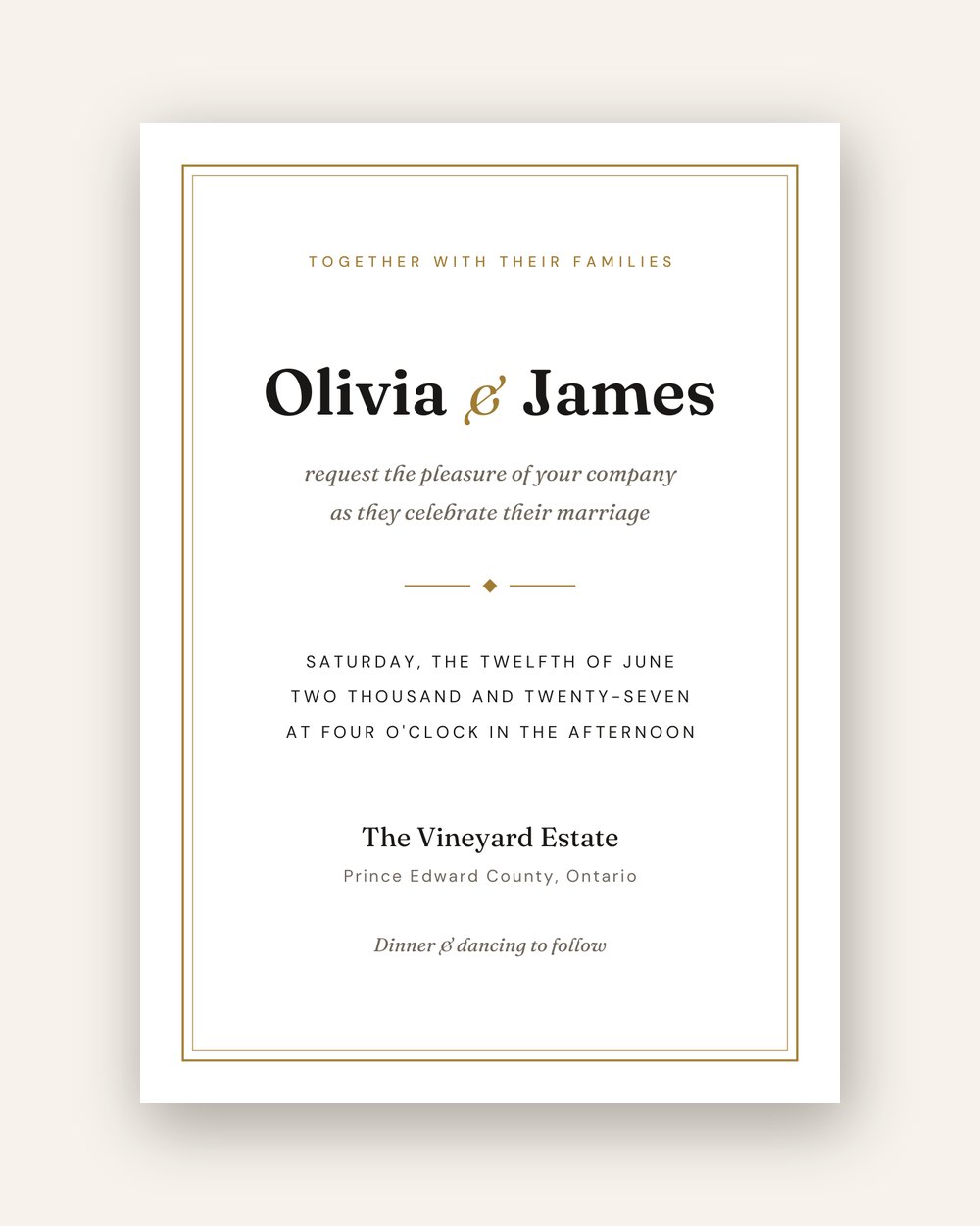 The VowNook Invitation Suite — invitation and save-the-date cards